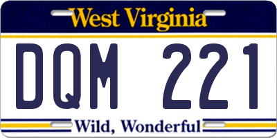 WV license plate DQM221