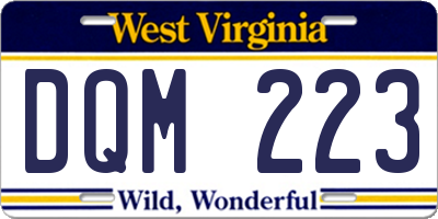 WV license plate DQM223
