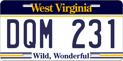 WV license plate DQM231