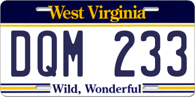 WV license plate DQM233