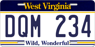 WV license plate DQM234
