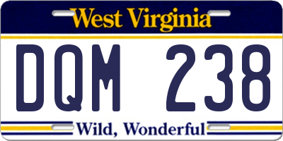 WV license plate DQM238