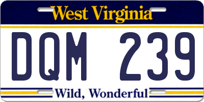 WV license plate DQM239