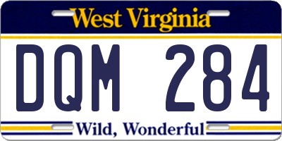 WV license plate DQM284