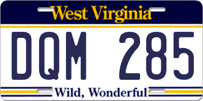 WV license plate DQM285