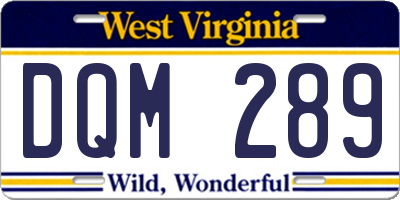 WV license plate DQM289