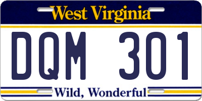 WV license plate DQM301