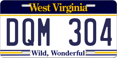 WV license plate DQM304