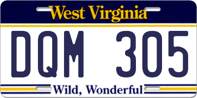 WV license plate DQM305