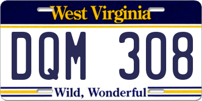 WV license plate DQM308