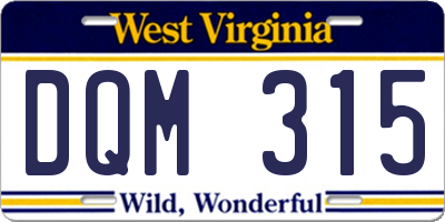 WV license plate DQM315
