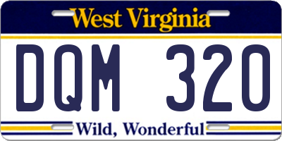 WV license plate DQM320