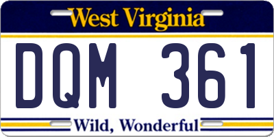 WV license plate DQM361