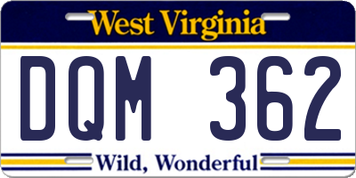WV license plate DQM362