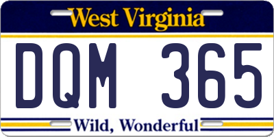WV license plate DQM365