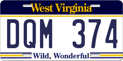 WV license plate DQM374