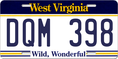 WV license plate DQM398