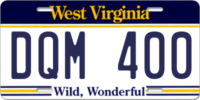WV license plate DQM400