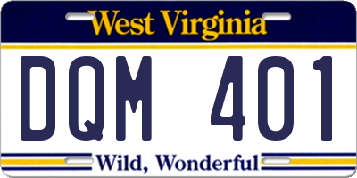 WV license plate DQM401