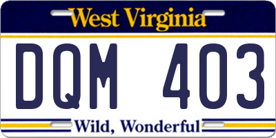 WV license plate DQM403