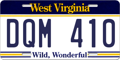 WV license plate DQM410