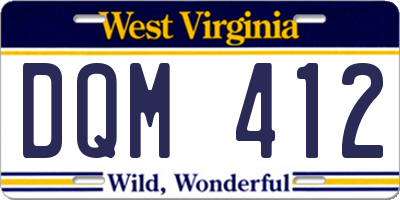 WV license plate DQM412