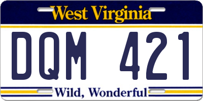 WV license plate DQM421