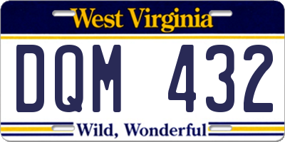 WV license plate DQM432