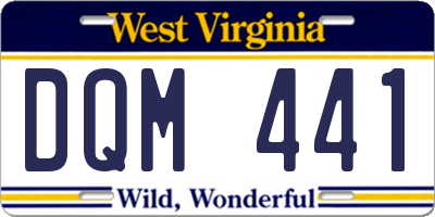 WV license plate DQM441