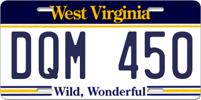 WV license plate DQM450