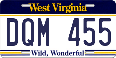 WV license plate DQM455