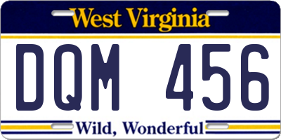 WV license plate DQM456