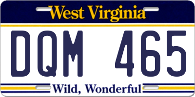 WV license plate DQM465