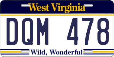 WV license plate DQM478