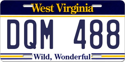 WV license plate DQM488