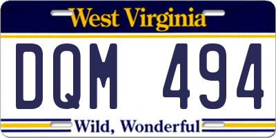 WV license plate DQM494