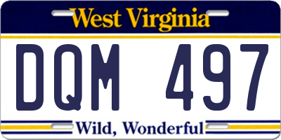 WV license plate DQM497