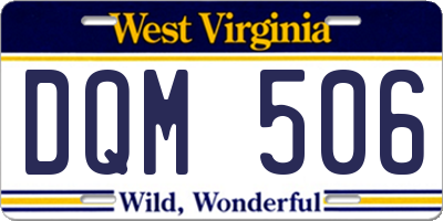WV license plate DQM506