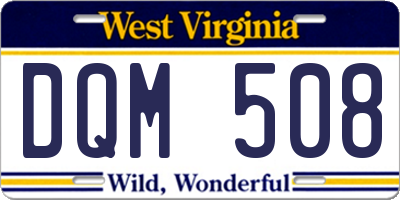 WV license plate DQM508