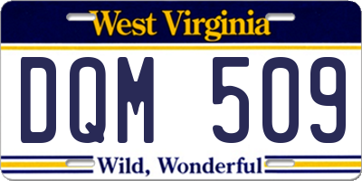 WV license plate DQM509
