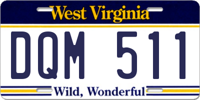 WV license plate DQM511