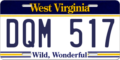 WV license plate DQM517
