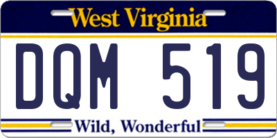 WV license plate DQM519