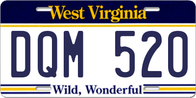WV license plate DQM520