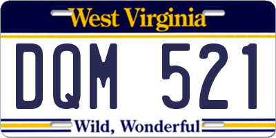 WV license plate DQM521