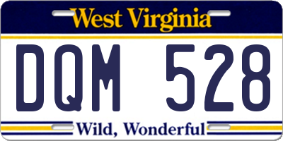 WV license plate DQM528