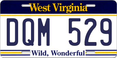 WV license plate DQM529