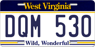 WV license plate DQM530