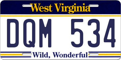 WV license plate DQM534