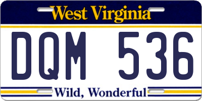 WV license plate DQM536